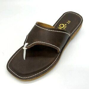 Kino Mens Sandals Lilly Flip Flop Brown Leather Key West Size 12